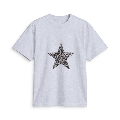 Leopard Star Graphic Tee — Cheetah Print Back-Panel Shirt
