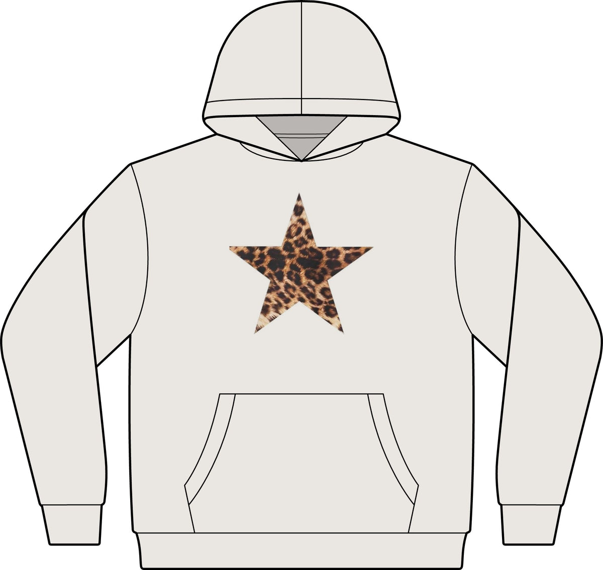 Leopard Star Women's Hoodie — Relaxed Faded Pullover