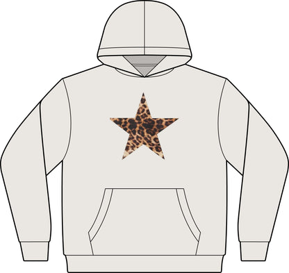 Leopard Star Women's Hoodie — Relaxed Faded Pullover