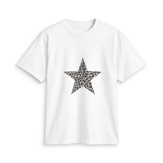 Leopard Star Graphic Tee — Cheetah Print Back-Panel Shirt