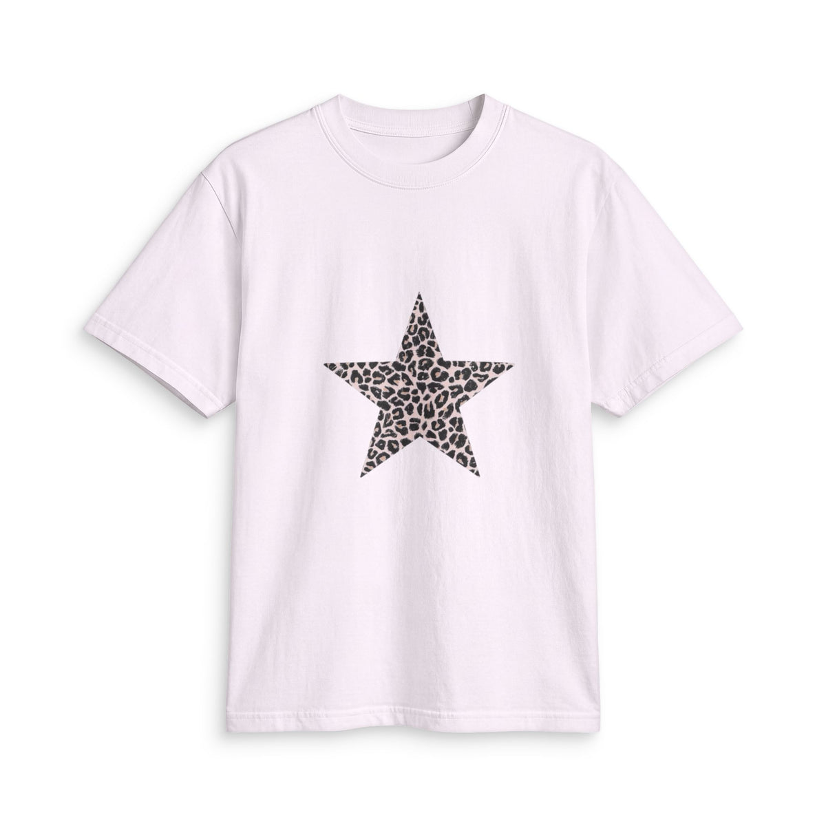 Leopard Star Graphic Tee — Cheetah Print Back-Panel Shirt