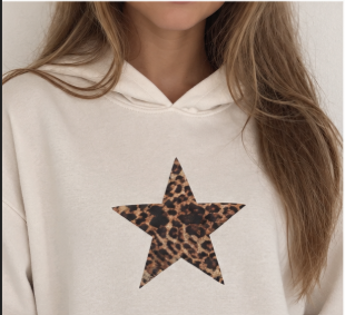 Leopard Star Women's Hoodie — Relaxed Faded Pullover